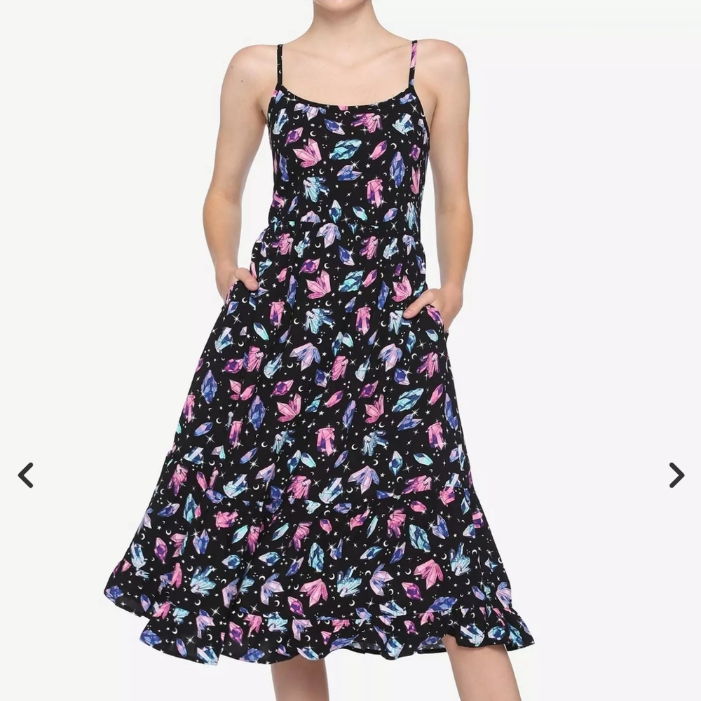 hot topic crystal tiered midi dress